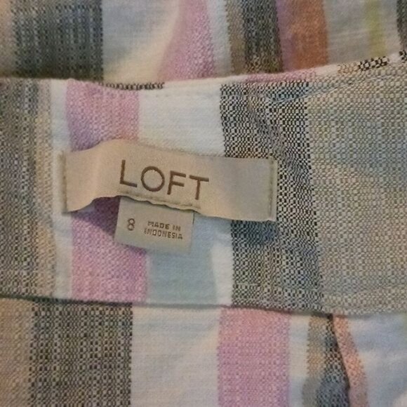 Loft Womens Size 8 Multicolor Striped Skirt Cotton Blend Casual Summer Wear - Picture 5 of 7